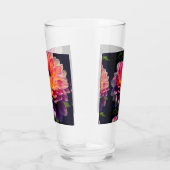Heet Sinaasappel en Roze Dahlia Flower Glas (Rechts)