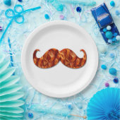 Heet Sizzling Yummy Mustache Bacon Textuur Papieren Bordje (Feest)