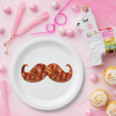 Heet Sizzling Yummy Mustache Bacon Textuur Papieren Bordje (Feest)