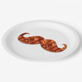 Heet Sizzling Yummy Mustache Bacon Textuur Papieren Bordje (Gekanteld)
