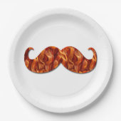 Heet Sizzling Yummy Mustache Bacon Textuur Papieren Bordje (Voorkant)