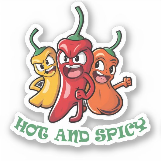 Heet Spicy Chili Peppers Sticker (Voorkant)