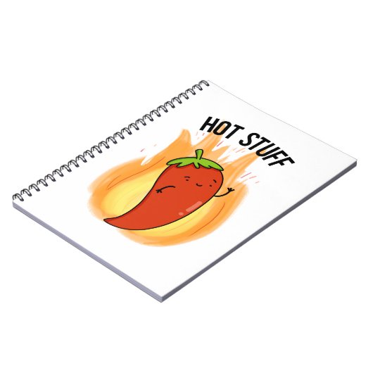 Heet Spul Grappige Rode Hete Chilipeper Woordspeli Notitieboek (Linkerzijde)