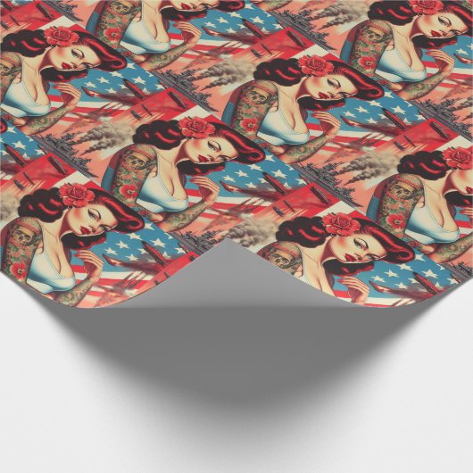 Heet  Tattoo Pin-up Cadeaupapier (Hoek)