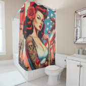 Heet Tattoo Pin-up Douchegordijn (In situ)