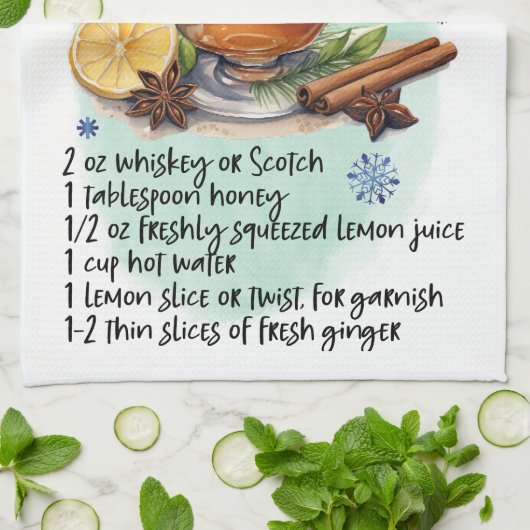 Heet Toddy Recept Kerstmis recept ontwerp Theedoek (Gevouwen)