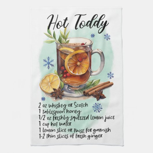 Heet Toddy Recept Kerstmis recept ontwerp Theedoek (Verticaal)