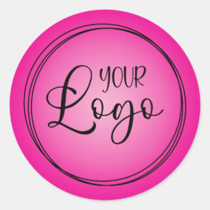 Heet tot licht roze radiale gradiënt Logo Ronde Sticker