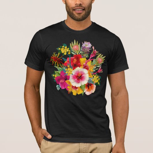 Heet Tropische Bloemen T-shirt (Voorkant)