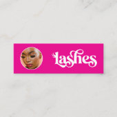 Heet Vibrant Roze Wimpertechnicus Foto Qr Mini Visitekaartje (Voorkant)