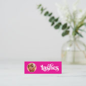 Heet Vibrant Roze Wimpertechnicus Foto Qr Mini Visitekaartje (Staand voorkant)