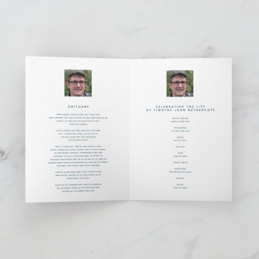 Heet voor altijd begrafenisserviceprogramma blauw programma (Binnen)