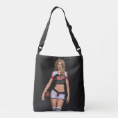 Heet Vrouw Football Speler Tegen Zwart Crossbody Tas (Achterkant)
