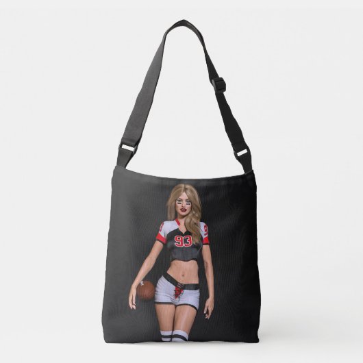 Heet Vrouw Football Speler Tegen Zwart Crossbody Tas (Voorkant)