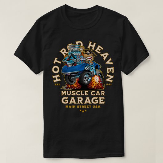 Heet Warmgewalste spieren Auto Garage USA Klassiek T-shirt (Design voorkant)