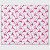 Heet Wit & Roze Winter Kerst Reindeer Cadeaupapier (Vlak)