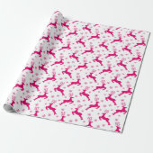 Heet Wit & Roze Winter Kerst Reindeer Cadeaupapier (Uitgerold)