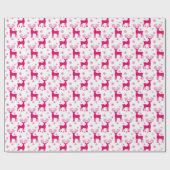 Heet Wit & Roze Winter Kerst Rendier Cadeaupapier (Vlak)