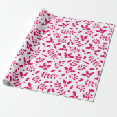 Heet Wit & Roze Winter Kerstmis Hulst Cadeaupapier (Uitgerold)