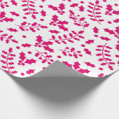 Heet Wit & Roze Winter Kerstmis Hulst Cadeaupapier (Hoek)