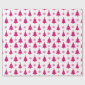 Heet witte en roze winter kerstboom cadeaupapier (Vlak)
