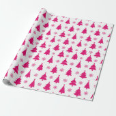 Heet witte en roze winter kerstboom cadeaupapier (Uitgerold)