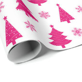 Heet witte en roze winter kerstboom cadeaupapier (Rol Hoek)