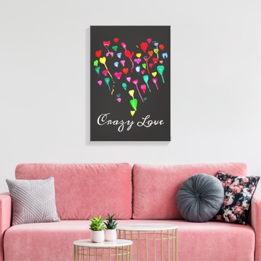 Heet witte kleurrijke regenbooghartkunst canvas afdruk (Insitu (Woonkamer))