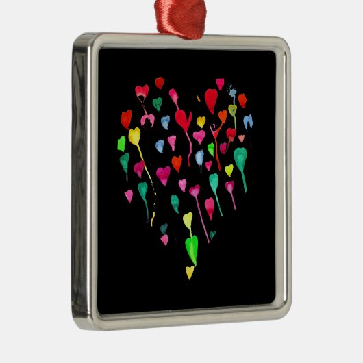 Heet witte kleurrijke regenbooghartkunst metalen ornament (Rechts)