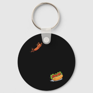 Heet worstspringende worst in broodje grappig BBQ  Sleutelhanger
