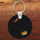 Heet worstspringende worst in broodje grappig BBQ  Sleutelhanger (Voorkant)
