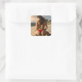 Heet Zomer Bikini Meisje Foto Briefkaart Magneetkl Vierkante Sticker (Tas)