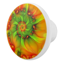 Heet Zomer Groen Oranje Abstract Kleurrijk Fractal Keramische Knop