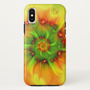 Heet Zomer Groen Sinaasappel Abstract Fractal Init iPhone X Hoesje