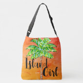 Heet zonnig Sinaasappel tropische palmboom eiland  Crossbody Tas (Achterkant)