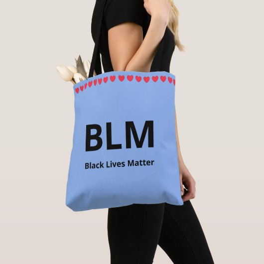 Heet & Zwarte Lives Matter BLM Tekst op Licht Blau Tote Bag (Dichtbij)