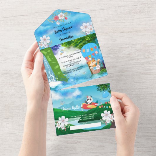 Heetluchtballon voor pilotenvliegers all in one uitnodiging (Afscheurbaar)