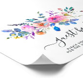 Heetroze waterverf bloemen bruiloft gast boek  poster (Hoek)