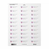 Heetroze waterverf bloemen etiket (Full Sheet)