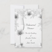 Heetsal Dinner Wedding Silver White Rose Blossom Kaart (Voorkant)
