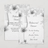 Heetsal Dinner Wedding Silver White Rose Blossom Kaart (Voorkant / Achterkant)