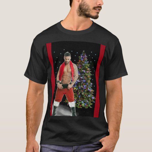 Heetste Hunk Buff Kerstmis T-shirt (Voorkant)