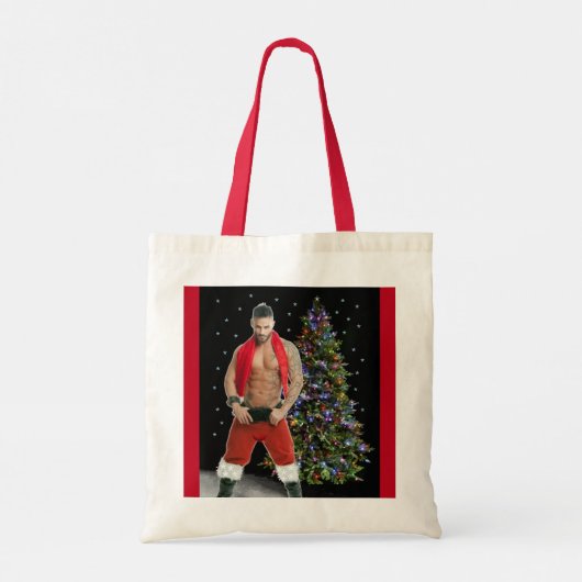 Heetste Hunk Buff Kerstmis Tote Bag (Achterkant)