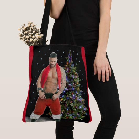 Heetste Hunk Buff Kerstmis Tote Bag (Dichtbij)