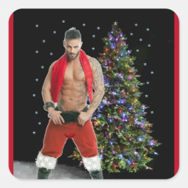 Heetste Hunk Buff Kerstmis Vierkante Sticker