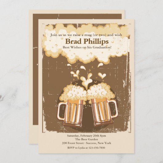 Hef een glas bier in de uitnodiging (Voorkant / Achterkant)