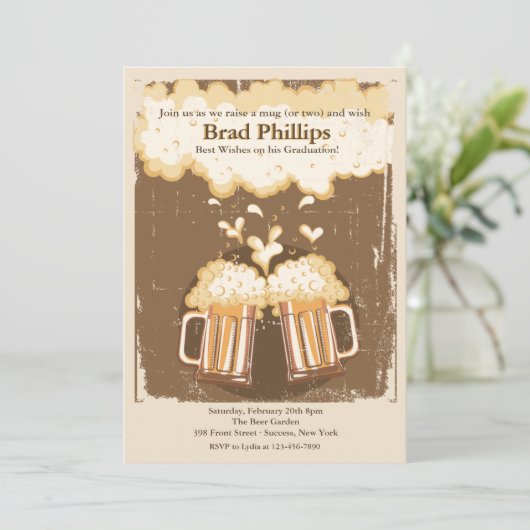 Hef een glas bier Op de uitnodiging (Staand voorkant)