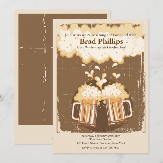 Hef een glas bier Op de uitnodiging (Voorkant / Achterkant)