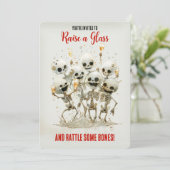 Hef een glas op, rammel wat Botten! Halloween Kaart (Staand voorkant)