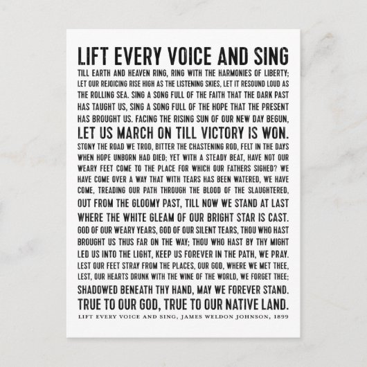 Hef elke stem en het Zing Zwarte gedicht van de Ge Briefkaart (Voorkant)